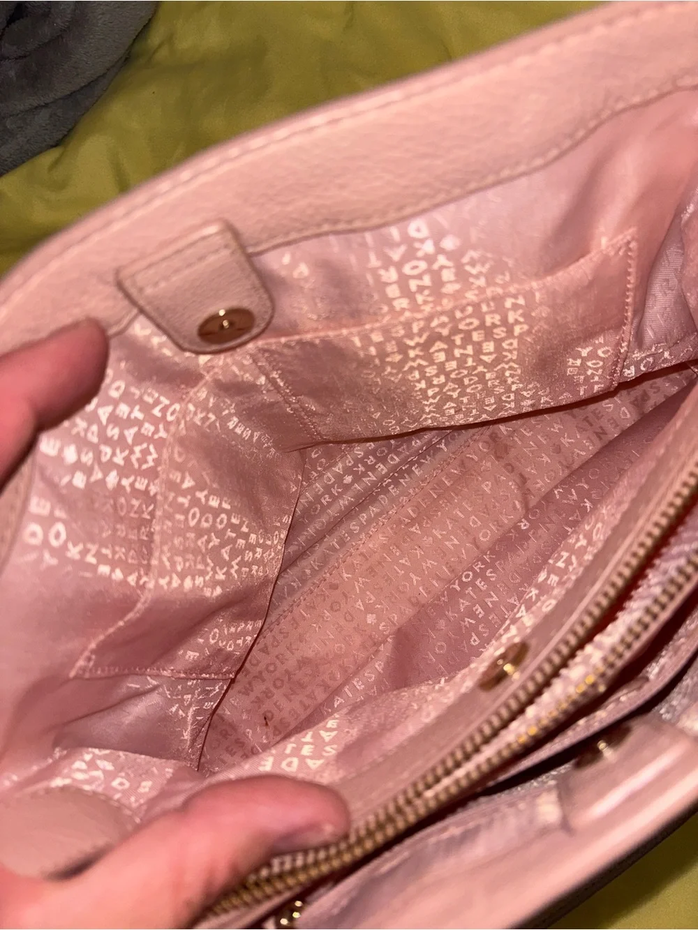kate spade Blush Pink Pebbled Leather Tote with Gold Hardware